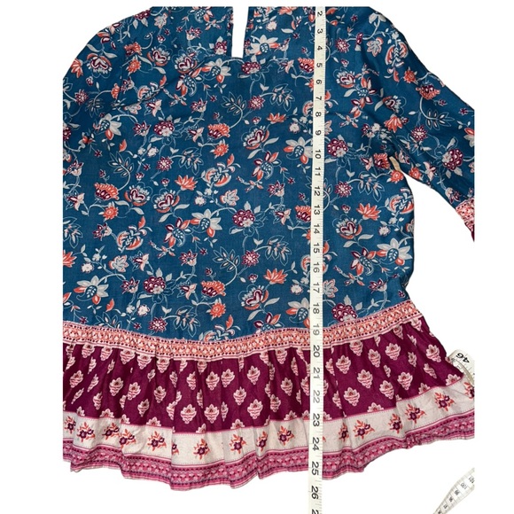 Women's Beach Lunch Lounge 3/4 Sleeve Blue/Purple Floral Blouse - XS - Picture 8 of 11
